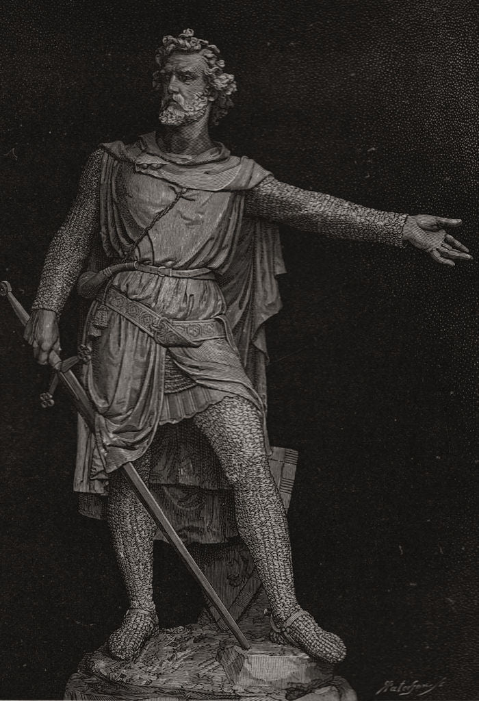 Statue of Sir William Wallace at Aberdeen. Scotland 1888 old antique print